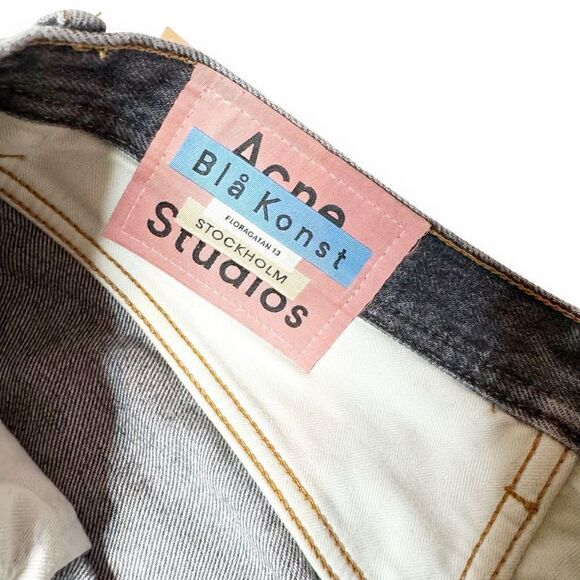 Acne Studios Blå Konst Gray Denim Straight Leg Button Fly Cropped Jeans Size 26 - Picture 4 of 14
